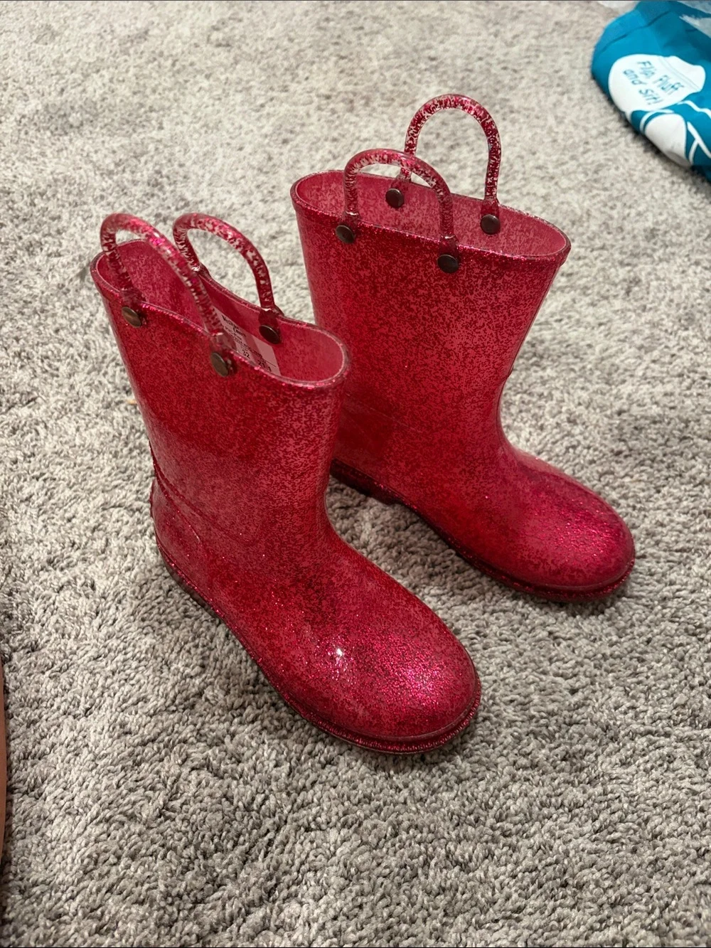 EUC Western Chief Kids Glitter Rain Boot in Hot Pink Sz 1